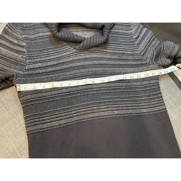 INC International Concepts Black Gray Horizontal V Turtle Neck Sz S - Picture 6 of 9